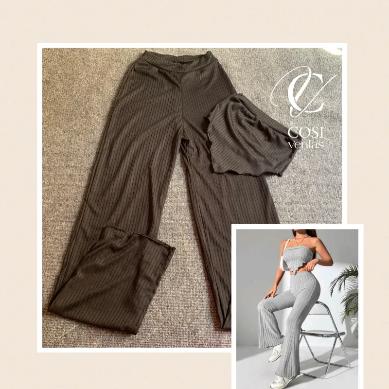 Juego de pantaloneta y top con vuelo 😍Negro 
