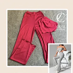 Juego de pantaloneta y top con vuelo 😍 rojo vino