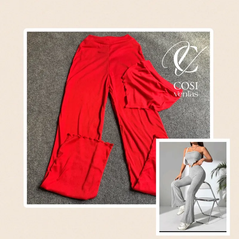 Juego de pantaloneta y top con vuelo 😍 rojo 