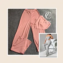 Juego de pantaloneta y top con vuelo 😍rosa palo 