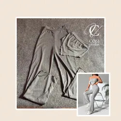 Juego de pantaloneta y top con vuelo 😍gris 