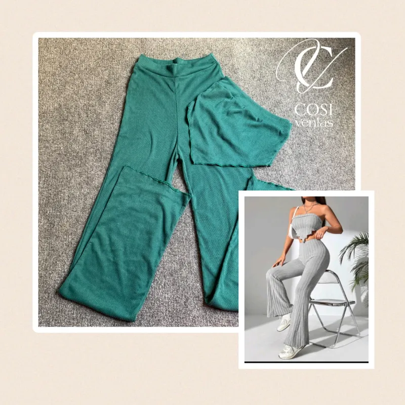 Juego de pantaloneta y top con vuelo 😍verde esmeralda 