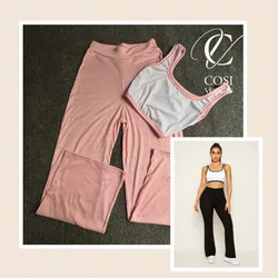 Juego de pantaloneta y top de tirantes rosa claro 