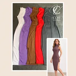Vestido a media pierna cuello alto 