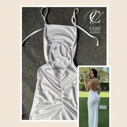 Vestido blanco (espagueti) de tirantes y espalda descubierta