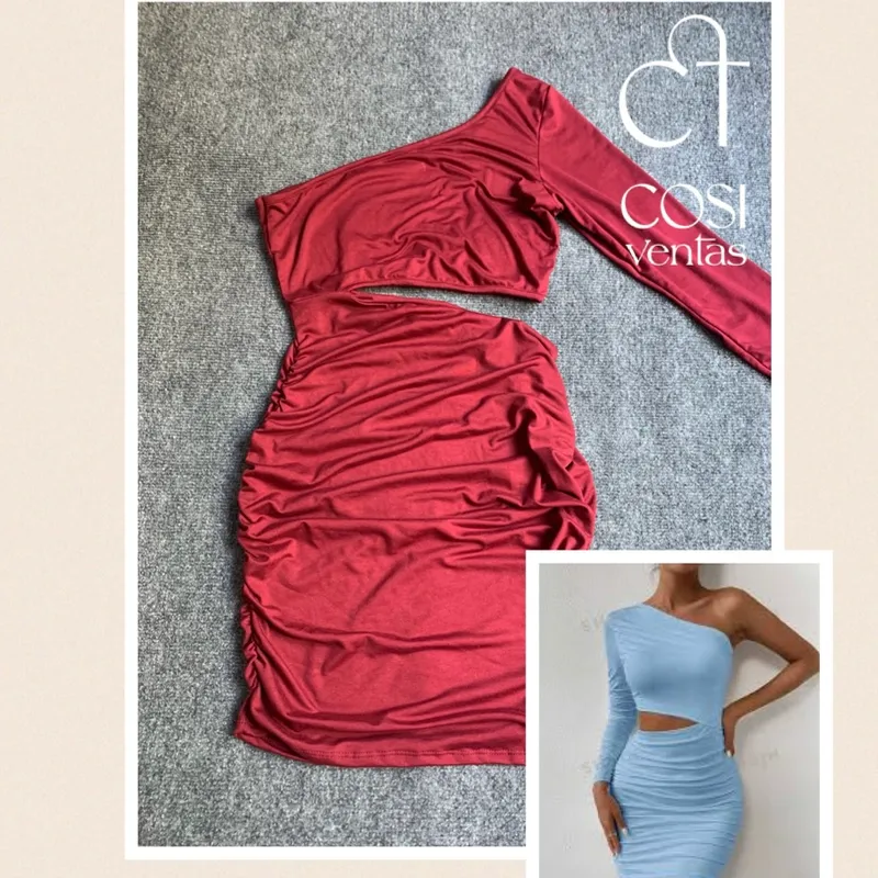 Vestido asimétrico manga larga ,tela algodón 