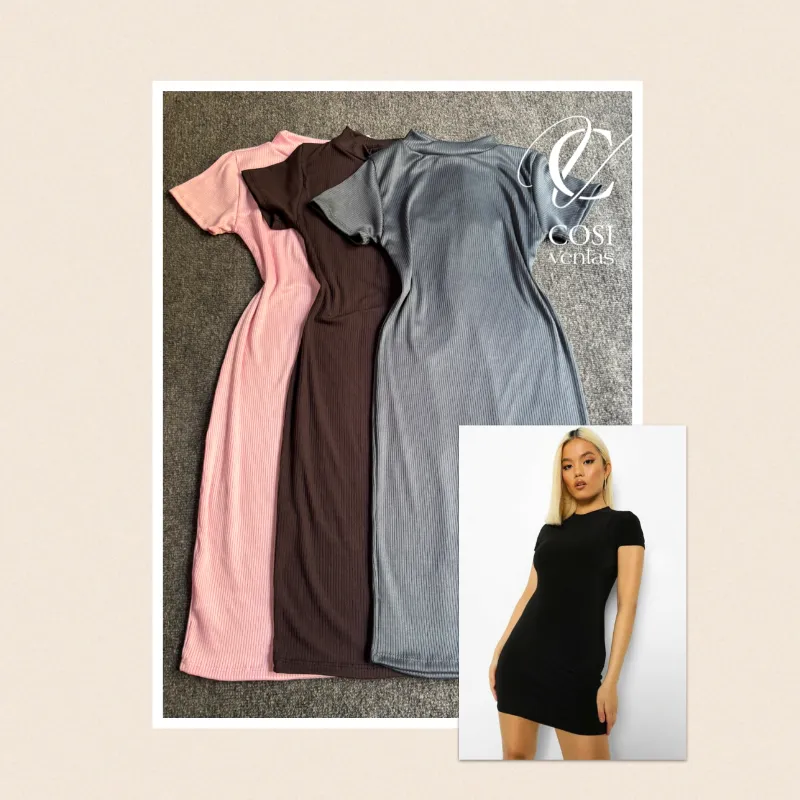 Vestido con manga corto  ajustado (corto) 