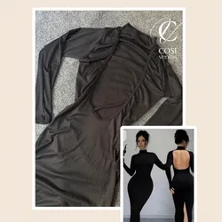 Vestido cuello de tortuga en negro 