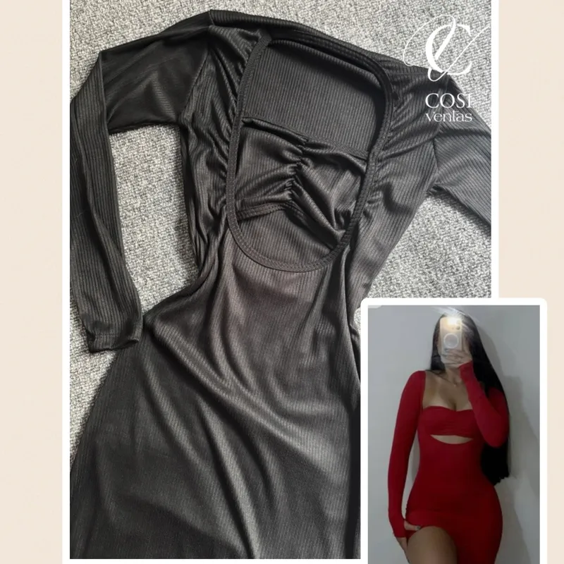 Vestido con Top/ manga larga en negro 