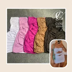 Vestido corto con doble abertura delantera  (tela algodón) 