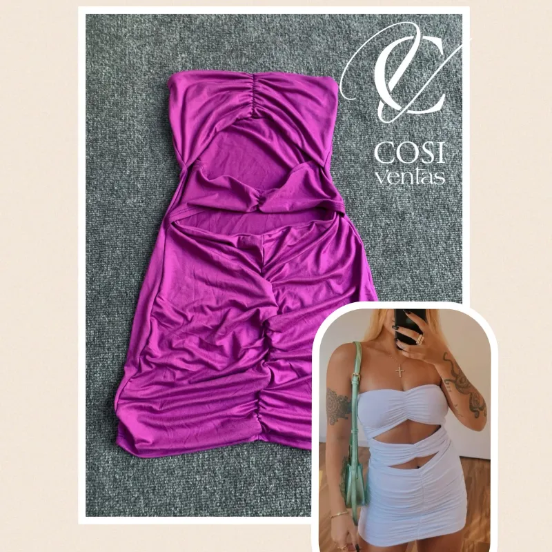 Vestido corto con doble abertura delantera  (tela algodón) 