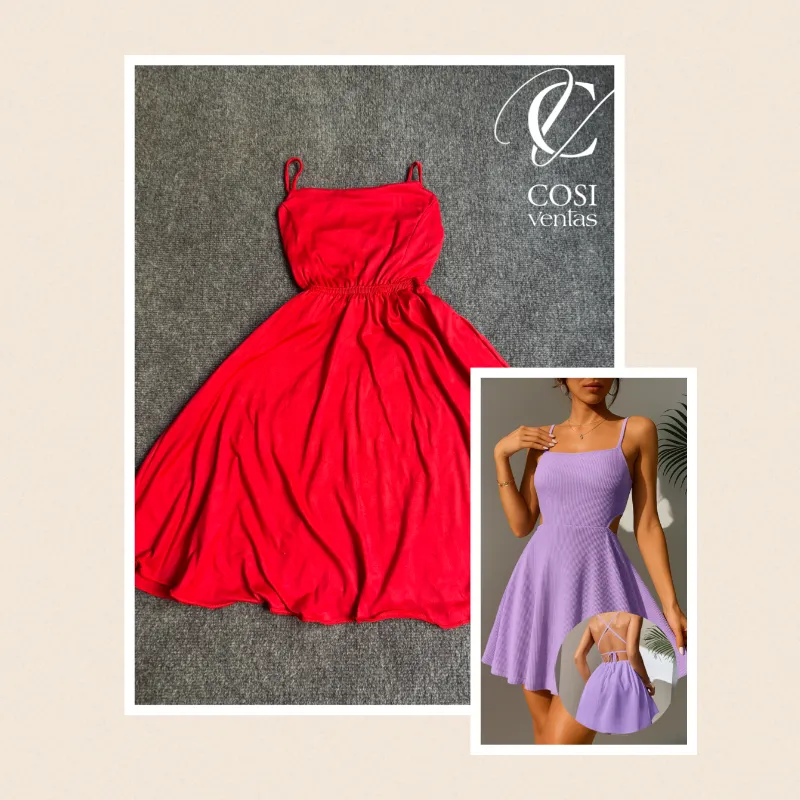 Vestido corto con espalda descubierta cruzada  rojo 