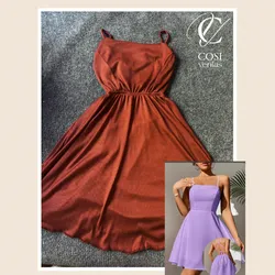 Vestido corto con espalda descubierta cruzada Carmelita oscuro 🤎