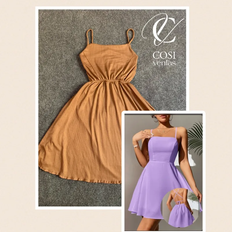 Vestido corto con espalda descubierta cruzada Carmelita 🤎