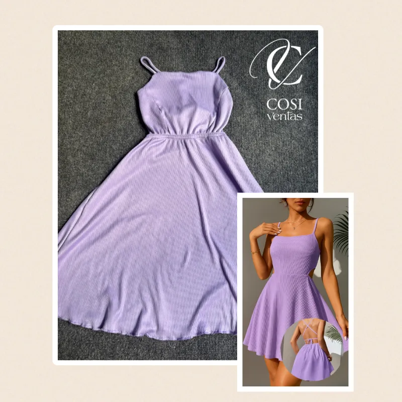 Vestido corto con espalda descubierta cruzada Lila💜