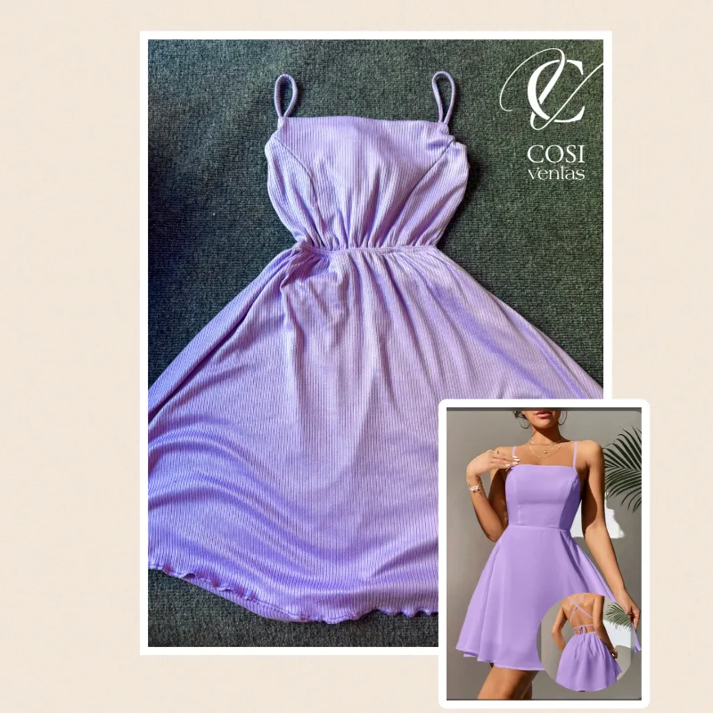Vestido corto con espalda descubierta cruzada Lila💜