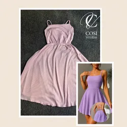 Vestido corto con espalda descubierta cruzada Rosa💗