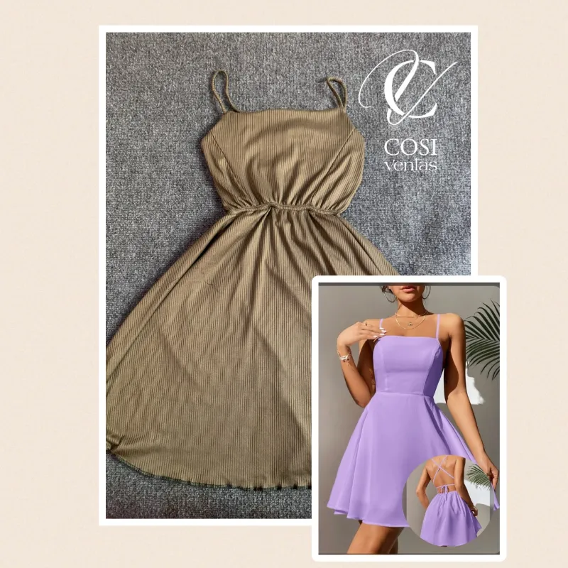 Vestido corto con espalda descubierta cruzada Verde oscuro 