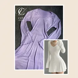 Vestido corto de manga larga lila 