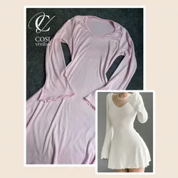 Vestido corto de manga larga rosa 