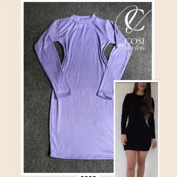 Vestido cuello alto de manga larga