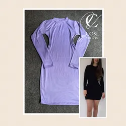 Vestido cuello alto de manga larga lila 