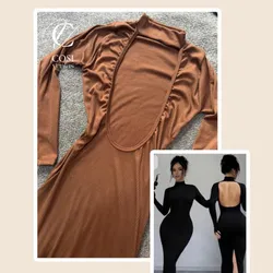 Vestido cuello de tortuga en carmelita 