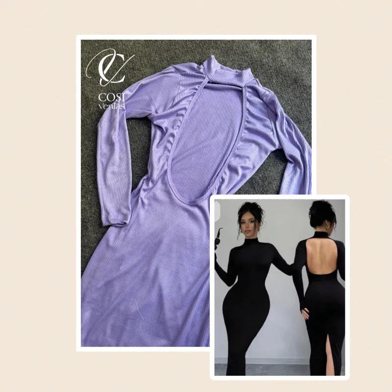 Vestido cuello de tortuga en lila 