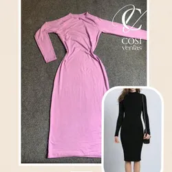 Vestido de manga larga corto (tela de algodón disponible en Lila)