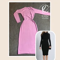 Vestido de mangas largas por debajo de las rodillas (cerrado) tela de algodón 
