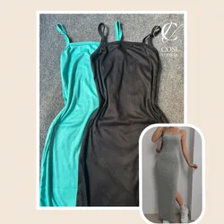 Vestido de tirantes largo abierto al lado) varios colores disponibles 