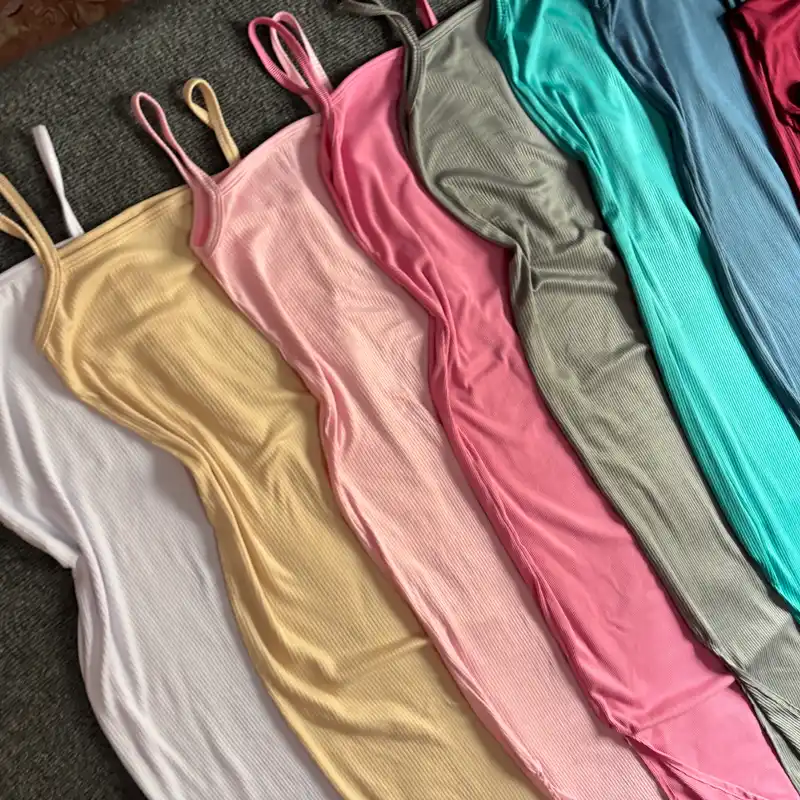 Vestido de tirantes largo abierto al lado) varios colores disponibles 