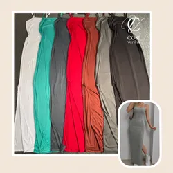 Vestido de tirantes largo abierto al lado) varios colores disponibles 