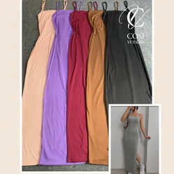 Vestido de tirantes largo abierto al lado) varios colores disponibles