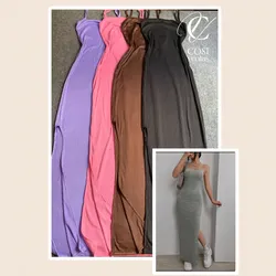 Vestido de tirantes largo abierto al lado) varios colores disponibles