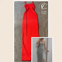 Vestido de tirantes largo abierto al lado) varios colores disponibles