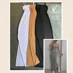 Vestido de tirantes largo abierto al lado) varios colores disponibles