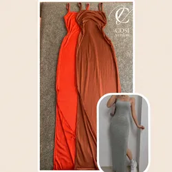 Vestido de tirantes largo abierto al lado) varios colores disponibles