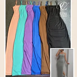 Vestido de tirantes largo abierto al lado) varios colores disponibles
