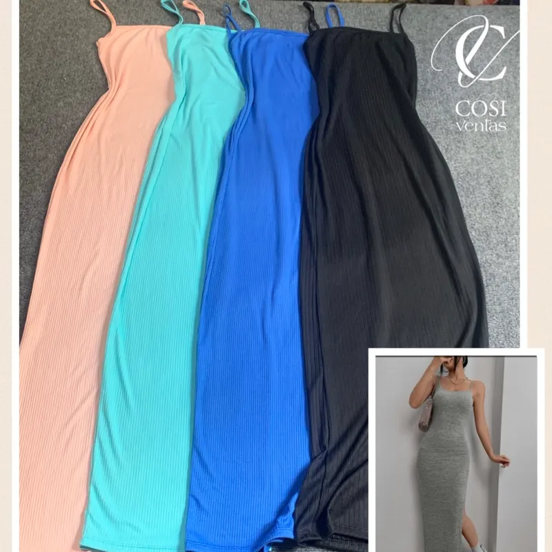 Vestido de tirantes largo abierto al lado) varios colores disponibles 