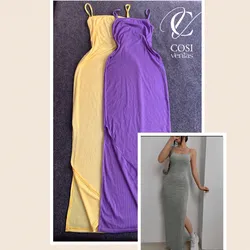 Vestido de tirantes largo abierto al lado) varios colores disponibles 