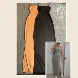 Vestido de tirantes largo abierto al lado) varios colores disponibles 