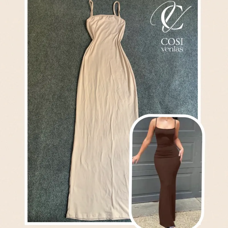 Vestido ( de tirantes/ largo/cerrado) tela algodón