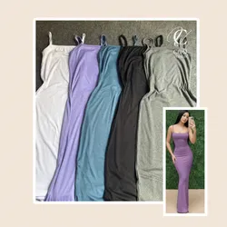 Vestido de tirantes largo/cerrado (tela de espagueti) disponibles varios colores 