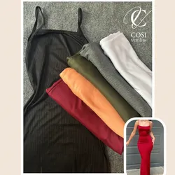 Vestido de tirantes largo/cerrado (tela de espagueti) disponibles varios colores 