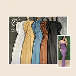 Vestido de tirantes largo/cerrado (tela espagueti ) disponibles varios colores