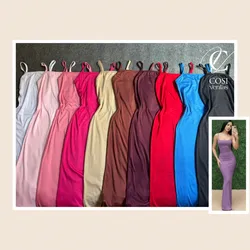 Vestido de tirantes largo/cerrado (tela espagueti ) disponibles varios colores 