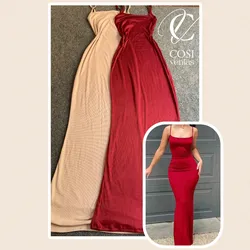 Vestido de tirantes largo/cerrado (tela de espagueti) disponibles varios colores