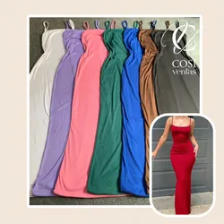 Vestido de tirantes largo/cerrado (tela de espagueti) disponibles varios colores