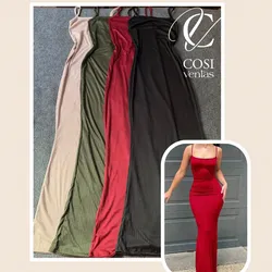 Vestido de tirantes largo/cerrado (tela de espagueti) disponibles varios colores